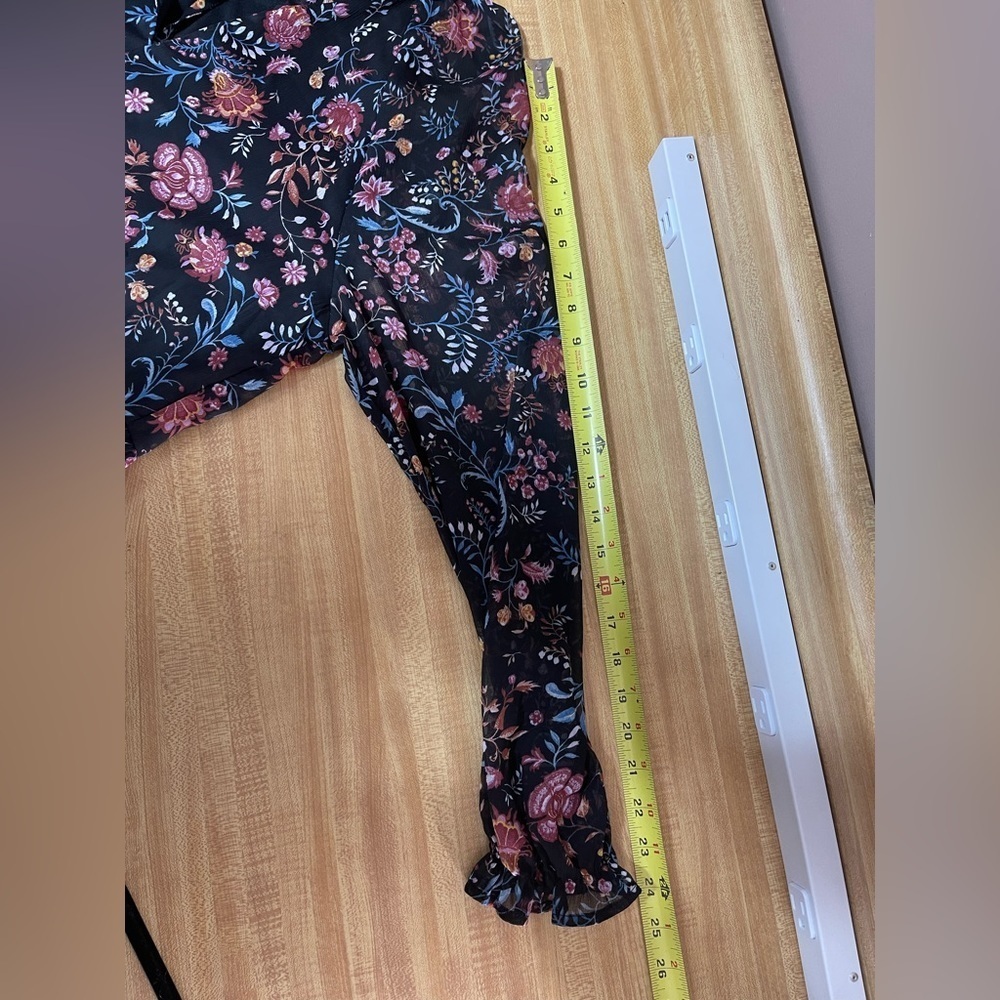 Harper 241 black and floral ruffled collar boho dress women’s size 6 - Picture 13 of 15